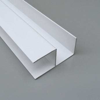 35mm hoarding corner profile trim in white PVC.