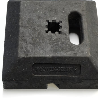 A black stackable 15kg weight made from 100% recycled plastic